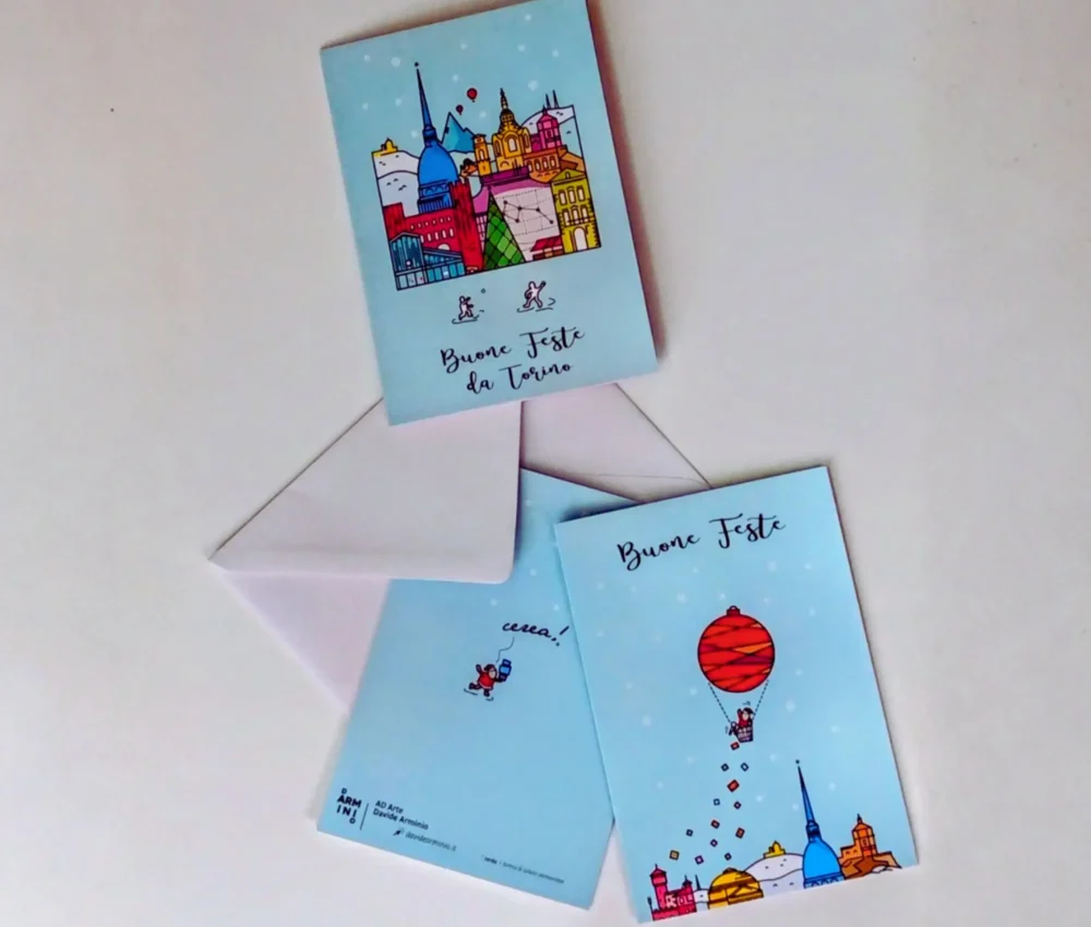 Set di 5 Biglietti Natalizi Torino